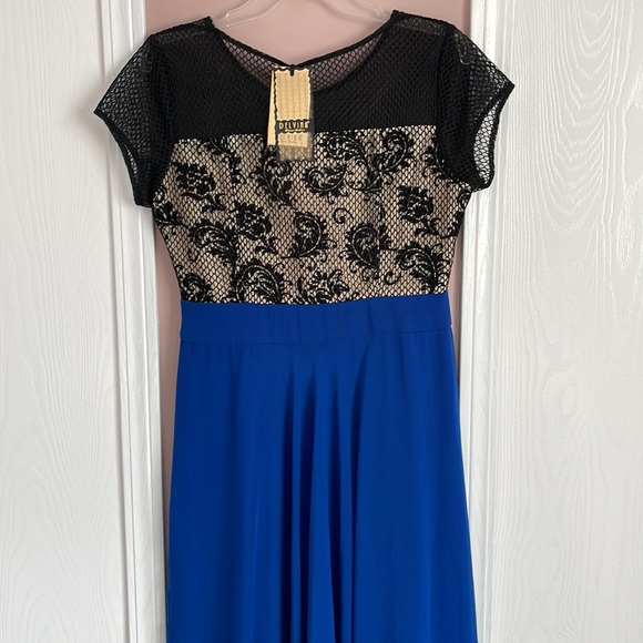 Maxi Dress DELVINA, black/gold/ blue, size M - Picture 4 of 8